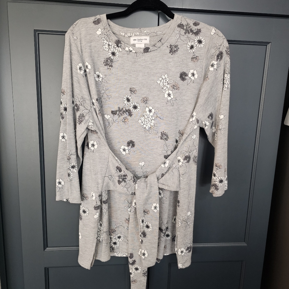 Liz Claiborne Petite Top PXXL Long Butt Coverage Cute Gray Petite XXL